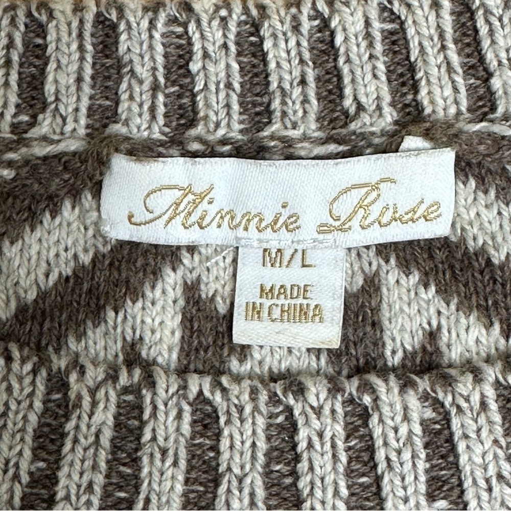 Minnie Rose Women’s Aztec Knit Fringe Cropped Sweater Size M/L - Picture 7 of 8